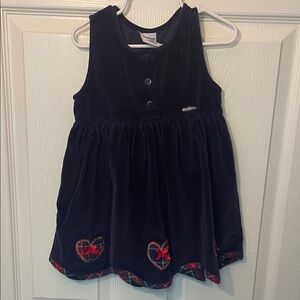 Vintage OshKosh Navy Velvet patchwork Heart Dress